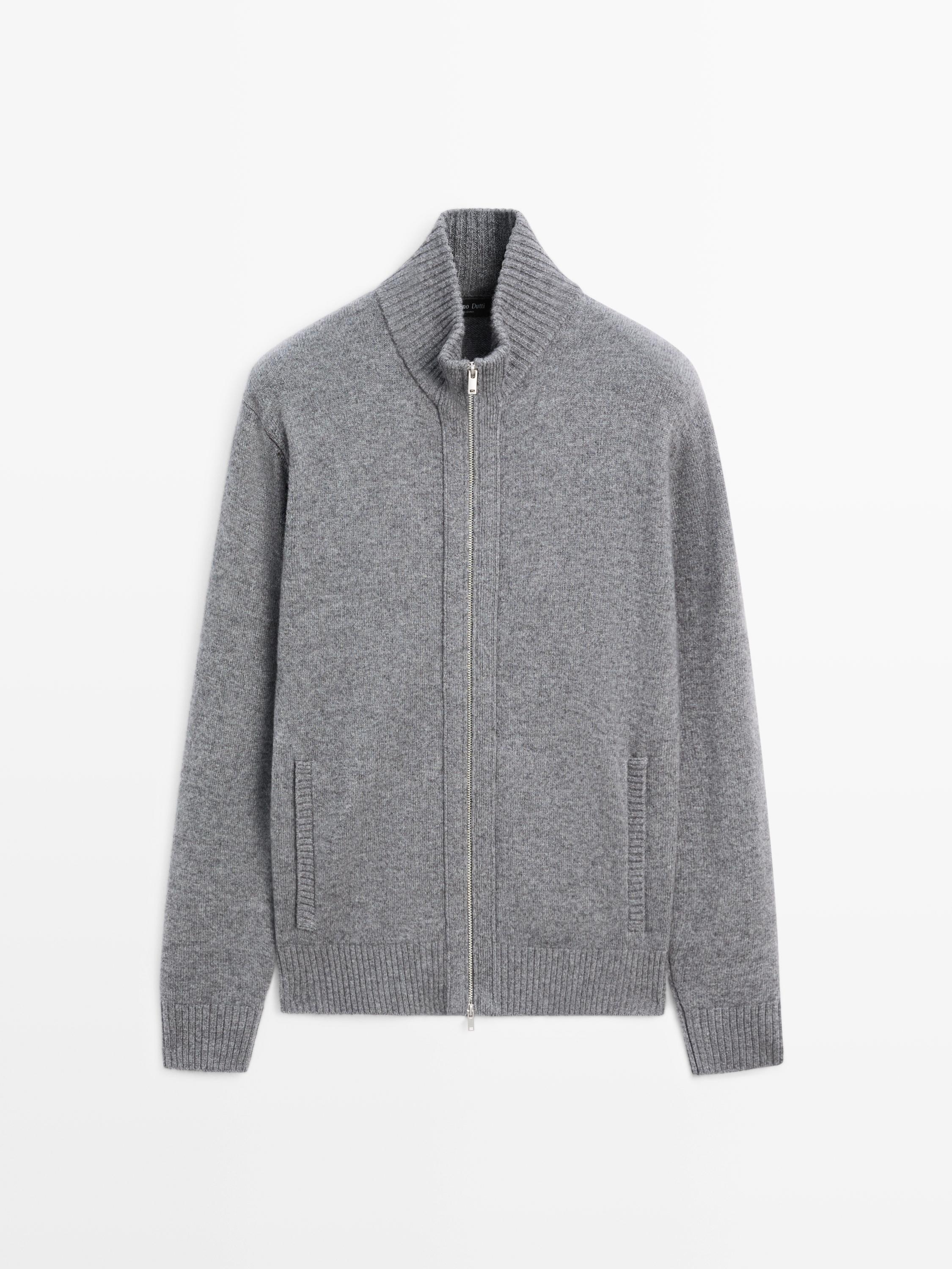 Wool blend cardigan with zip detail
